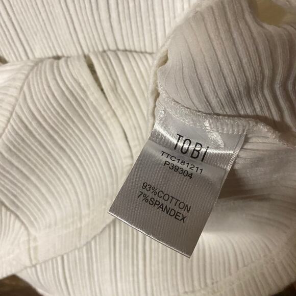 Tobi White Long Sleeve Lift My Spirits Hook & eye Crop Top Women's Size Large - Picture 8 of 9